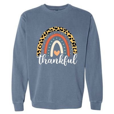 Thankful Thanksgiving Rainbow Leopard Print 2024 Garment-Dyed Sweatshirt