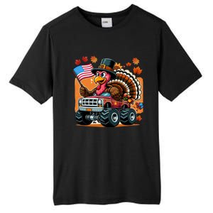 Thanksgiving Turkey Riding Monster Truck Usa Flag Meaningful Gift Tall Fusion ChromaSoft Performance T-Shirt