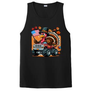 Thanksgiving Turkey Riding Monster Truck Usa Flag Meaningful Gift PosiCharge Competitor Tank