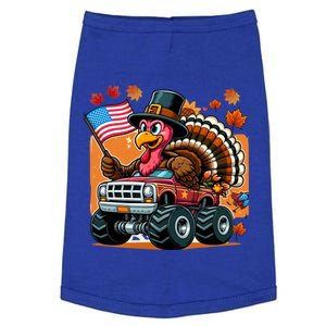 Thanksgiving Turkey Riding Monster Truck Usa Flag Meaningful Gift Doggie Tank