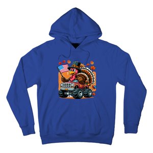 Thanksgiving Turkey Riding Monster Truck Usa Flag Meaningful Gift Hoodie