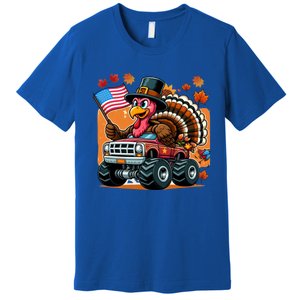 Thanksgiving Turkey Riding Monster Truck Usa Flag Meaningful Gift Premium T-Shirt