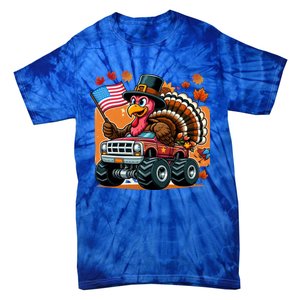 Thanksgiving Turkey Riding Monster Truck Usa Flag Meaningful Gift Tie-Dye T-Shirt