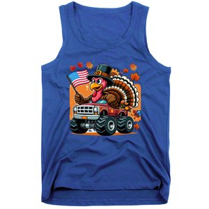 Thanksgiving Turkey Riding Monster Truck Usa Flag Meaningful Gift Tank Top