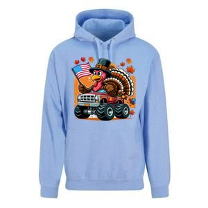 Thanksgiving Turkey Riding Monster Truck Usa Flag Meaningful Gift Unisex Surf Hoodie