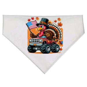 Thanksgiving Turkey Riding Monster Truck Usa Flag Meaningful Gift USA-Made Doggie Bandana