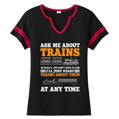 Train Traintracks Rail System Railroads Track Railcar Gift Ladies Halftime Notch Neck Tee