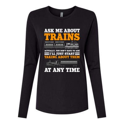 Train Traintracks Rail System Railroads Track Railcar Gift Womens Cotton Relaxed Long Sleeve T-Shirt