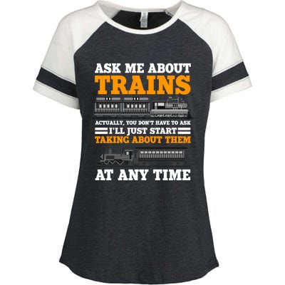 Train Traintracks Rail System Railroads Track Railcar Gift Enza Ladies Jersey Colorblock Tee