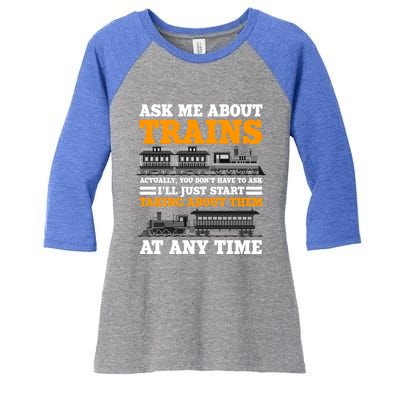 Train Traintracks Rail System Railroads Track Railcar Gift Women's Tri-Blend 3/4-Sleeve Raglan Shirt