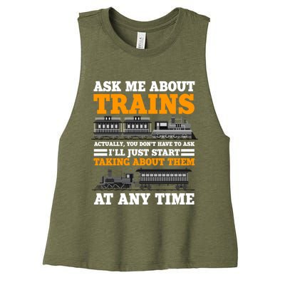 Train Traintracks Rail System Railroads Track Railcar Gift Women's Racerback Cropped Tank