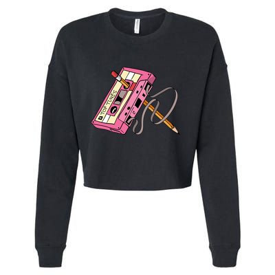 Top Tunes Retro 80s Back To School Cropped Pullover Crew