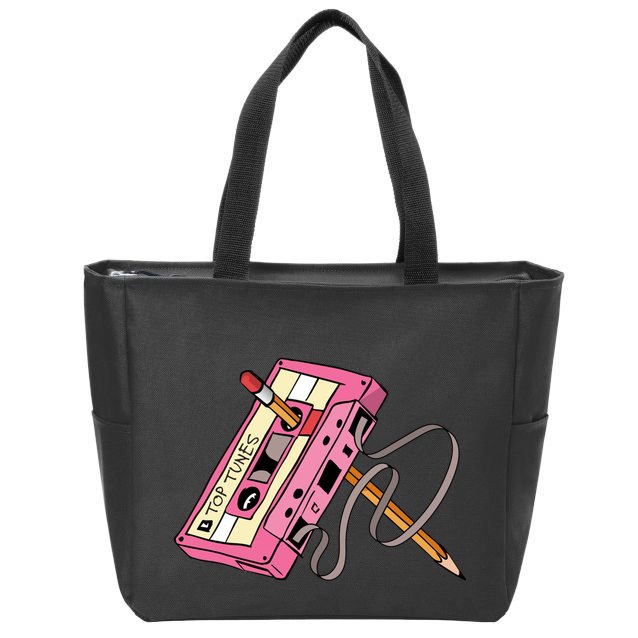 Top Tunes Retro 80s Back To School Zip Tote Bag