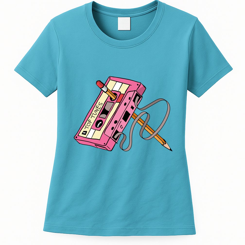 Top Tunes Retro 80s Back To School Womens T-Shirt
