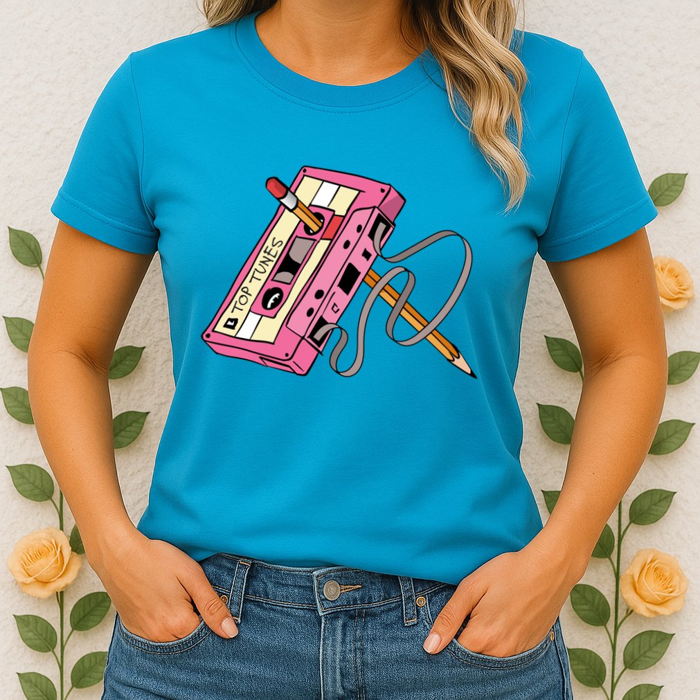 Top Tunes Retro 80s Back To School Womens T-Shirt