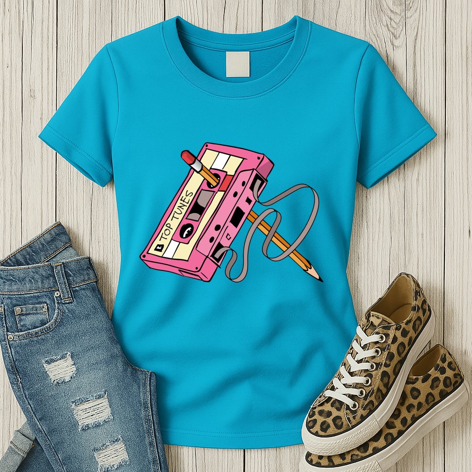 Top Tunes Retro 80s Back To School Womens T-Shirt