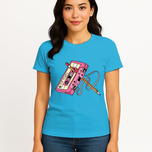 Top Tunes Retro 80s Back To School Womens T-Shirt