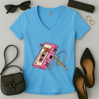 Top Tunes Retro 80s Back To School Women's V-Neck T-Shirt