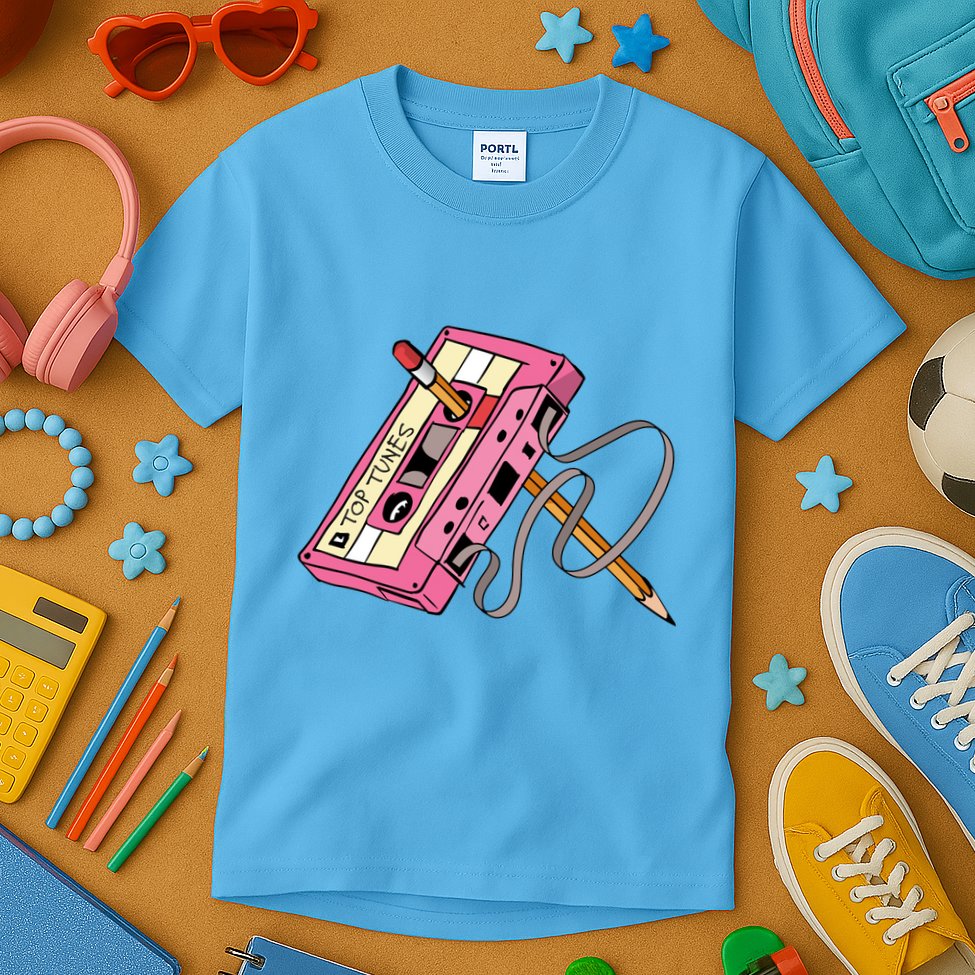 Top Tunes Retro 80s Back To School Kids T-Shirt