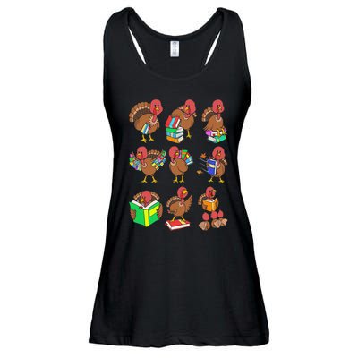 Thanksgiving Turkeys Reading Book Storytelling Birds Ladies Essential Flowy Tank