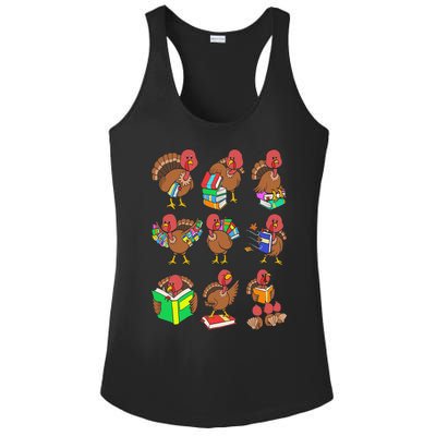 Thanksgiving Turkeys Reading Book Storytelling Birds Ladies PosiCharge Competitor Racerback Tank