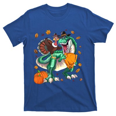 Thanksgiving Turkey Riding Dinosaur T Rex Pumpkin Meaningful Gift T-Shirt