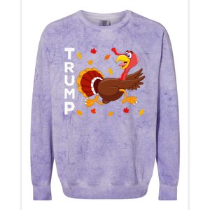 Thanksgiving Turkey Running Funny Anti Trump 2024 Colorblast Crewneck Sweatshirt