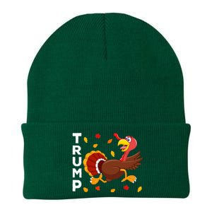 Thanksgiving Turkey Running Funny Anti Trump 2024 Knit Cap Winter Beanie