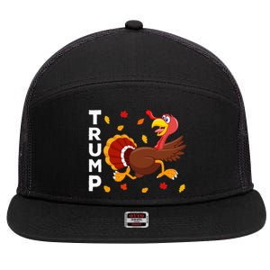 Thanksgiving Turkey Running Funny Anti Trump 2024 7 Panel Mesh Trucker Snapback Hat