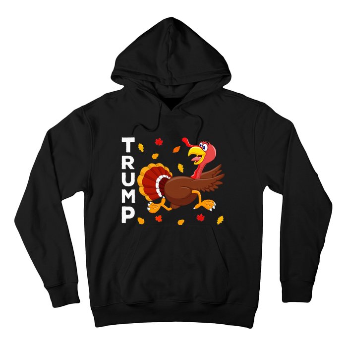 Thanksgiving Turkey Running Funny Anti Trump 2024 Hoodie