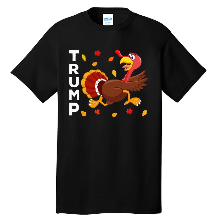 Thanksgiving Turkey Running Funny Anti Trump 2024 Tall T-Shirt