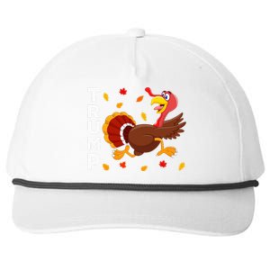 Thanksgiving Turkey Running Funny Anti Trump 2024 Snapback Five-Panel Rope Hat