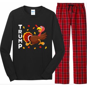 Thanksgiving Turkey Running Funny Anti Trump 2024 Long Sleeve Pajama Set