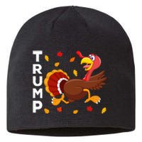 Thanksgiving Turkey Running Funny Anti Trump 2024 Sustainable Beanie