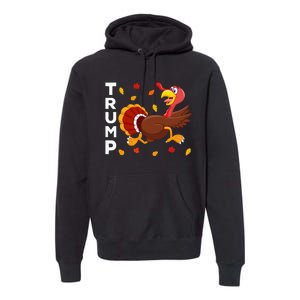 Thanksgiving Turkey Running Funny Anti Trump 2024 Premium Hoodie