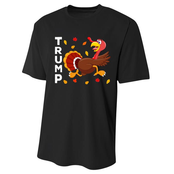 Thanksgiving Turkey Running Funny Anti Trump 2024 Performance Sprint T-Shirt