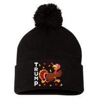 Thanksgiving Turkey Running Funny Anti Trump 2024 Pom Pom 12in Knit Beanie