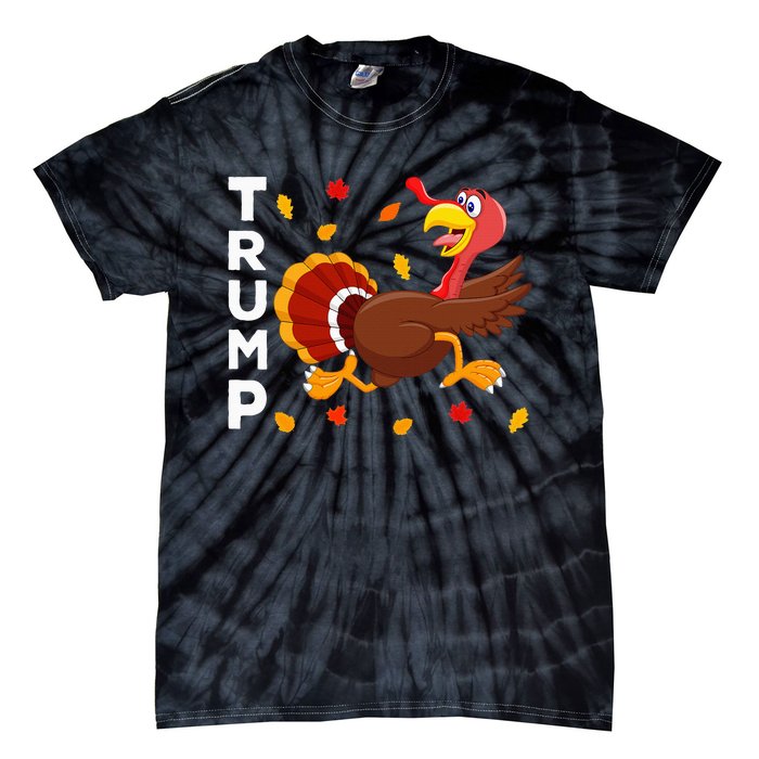 Thanksgiving Turkey Running Funny Anti Trump 2024 Tie-Dye T-Shirt