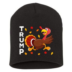 Thanksgiving Turkey Running Funny Anti Trump 2024 Short Acrylic Beanie