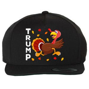 Thanksgiving Turkey Running Funny Anti Trump 2024 Wool Snapback Cap