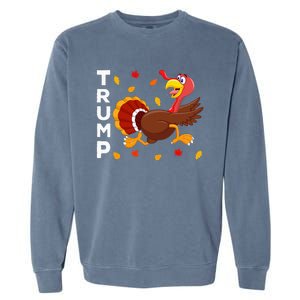 Thanksgiving Turkey Running Funny Anti Trump 2024 Garment-Dyed Sweatshirt