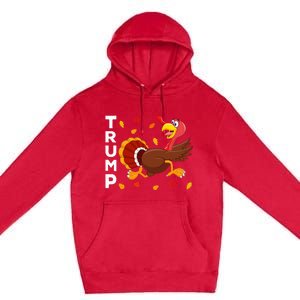 Thanksgiving Turkey Running Funny Anti Trump 2024 Premium Pullover Hoodie