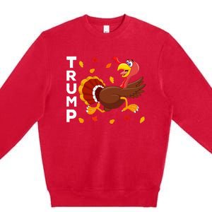 Thanksgiving Turkey Running Funny Anti Trump 2024 Premium Crewneck Sweatshirt