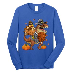 Thanksgiving Turkey Riding T Rex Dinosaur Toddler Boys Gift Long Sleeve Shirt