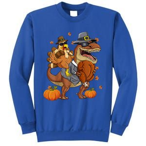 Thanksgiving Turkey Riding T Rex Dinosaur Toddler Boys Gift Sweatshirt