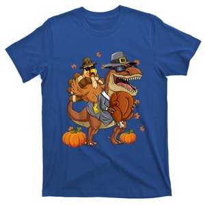 Thanksgiving Turkey Riding T Rex Dinosaur Toddler Boys Gift T-Shirt