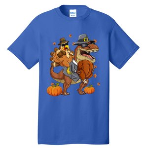 Thanksgiving Turkey Riding T Rex Dinosaur Toddler Boys Gift Tall T-Shirt