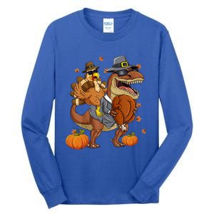 Thanksgiving Turkey Riding T Rex Dinosaur Toddler Boys Gift Tall Long Sleeve T-Shirt