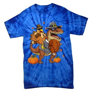 Thanksgiving Turkey Riding T Rex Dinosaur Toddler Boys Gift Tie-Dye T-Shirt