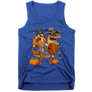 Thanksgiving Turkey Riding T Rex Dinosaur Toddler Boys Gift Tank Top